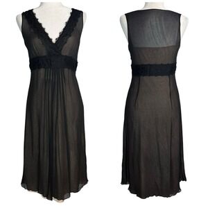 Vintage Ann Taylor Dress Sheer 100% Silk 90s Y2K Whimsigoth‎ 4 Lined Babydoll